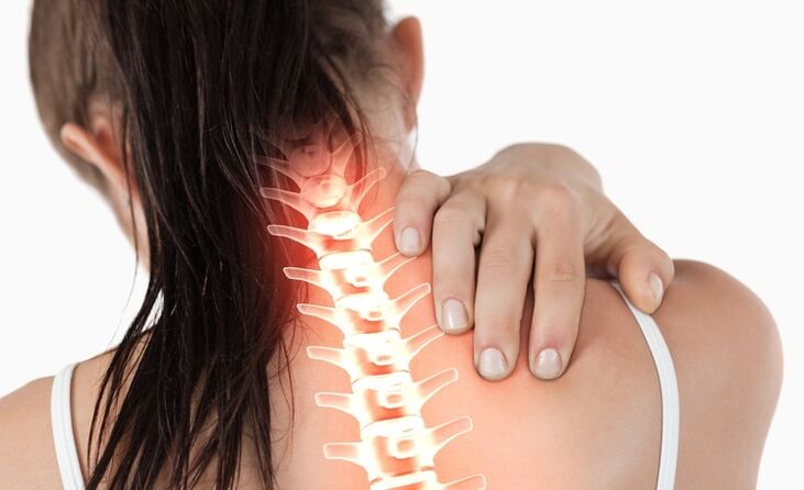 Cervical osteochondrosis is characterized by tension and pain in the neck. 